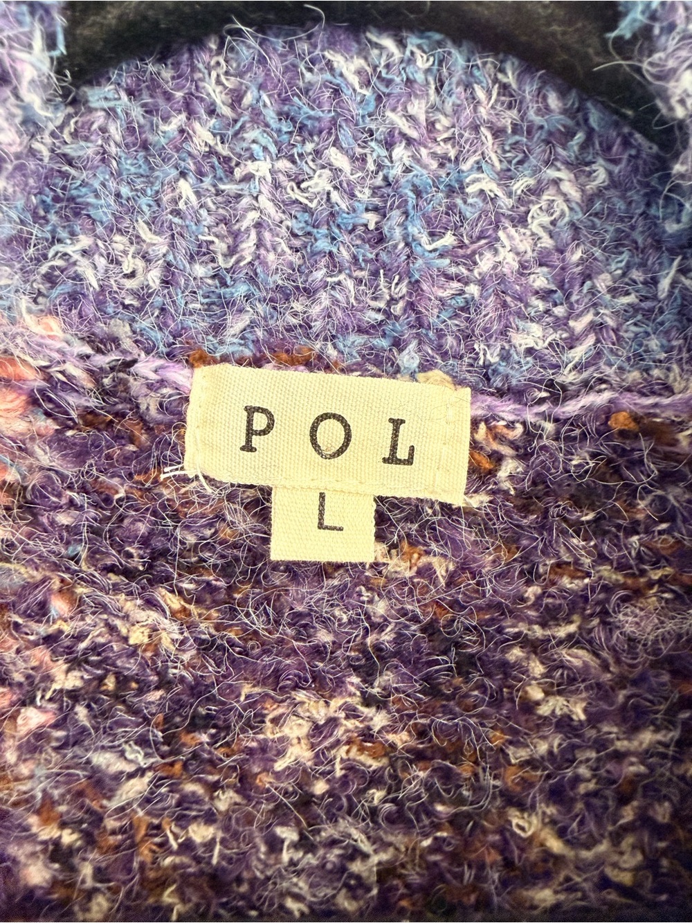 POL Multicolor Textured Knit Sweater - Purple, Blue, Pink - Picture 3 of 3
